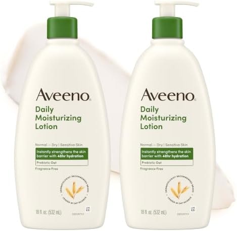 Aveeno Daily Moisturizing Body Lotion, Fragrance-Free, 2 x 18 fl. oz