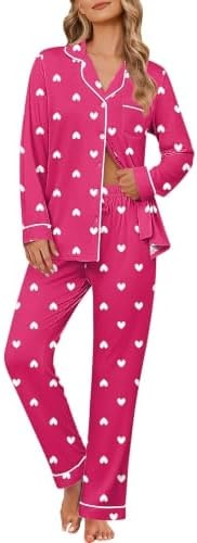 Ekouaer Women's Pajama Sets Button Down Long Sleeve Top & Pants Sleep sets