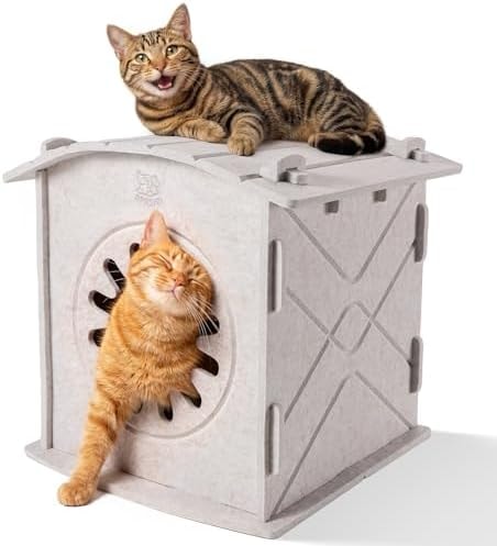 Apasiri Cat Houses for Indoor Cats: Felt Cat House Cave Cathouse, Scratch-Resistant Warm Insulated Covered, Hideaway Tent for Anxiety Relief Gift