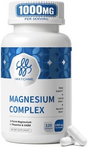 Magnesium Complex Supplement 1000mg for Women&Men, High Absorption,120 Caps