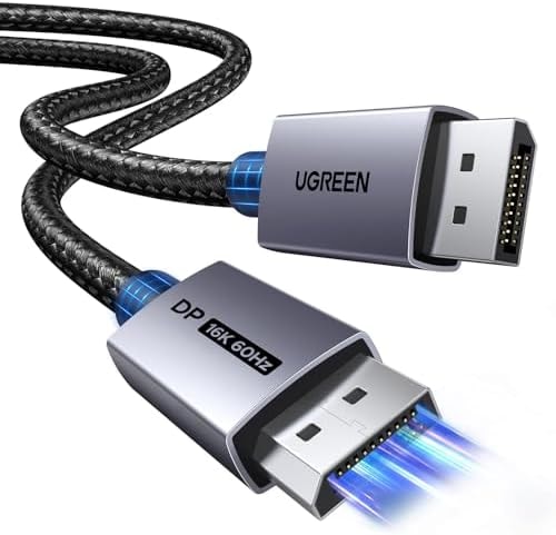 UGREEN 80Gbps 16K@60Hz 1080P@540Hz DisplayPort Cable 2.1 DP Cord, 6.6FT