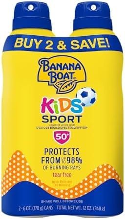 Banana Boat Sport Kids Sunscreen Spray SPF 50, 6 oz (2 Pack)