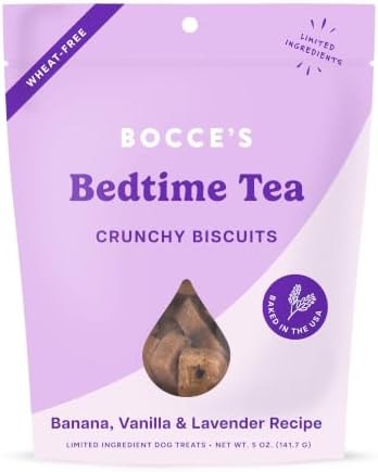 Bocce's Bakery Bedtime Tea Flavor Crunchy Biscuits Dog Treats, 5 oz