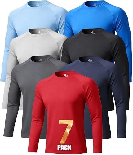 WENTTUO Long Sleeve Shirts for Men Pack UV Shirts Base Layer Men Lightweight
