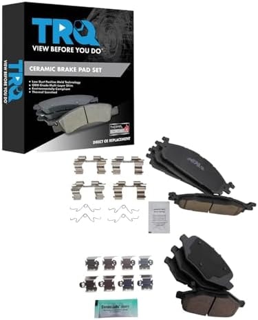 TRQ Front and Rear Brake Pad Set Ceramic Hardware