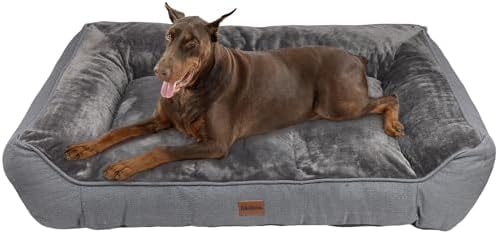 ZAKAPAWS Orthopedic Dog Bed for Extra Large Dogs - Extra Thick Supportive Dog Couch Bed, Pet Beds Sofa with Waterproof Washable Cover & Non-Slip Bottom, Grey, 48x35 Inch