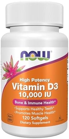 NOW Foods Supplements, Vitamin D-3 10,000 IU, Highest Potency, Structural Support*, 120 Softgels