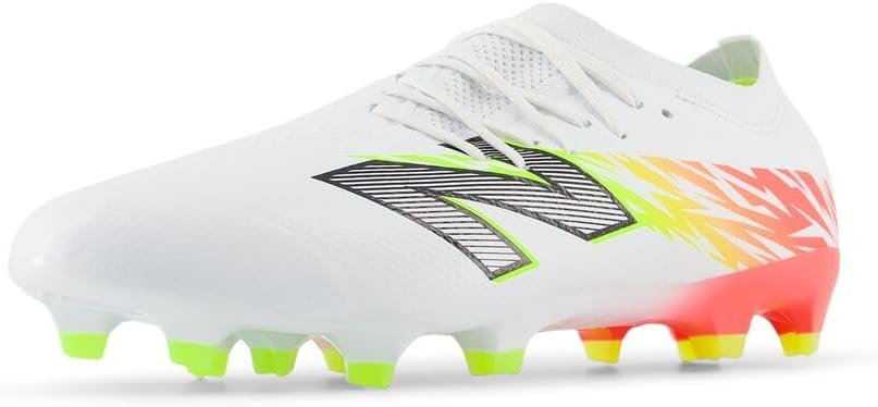 New Balance Unisex-Adult Furon Pro FG V8 Soccer Shoe, White/Energy Red/Hi-Lite, Men 10 M/Women 11.5 W