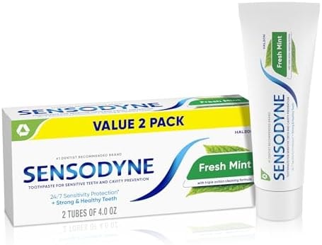 Sensodyne Fresh Mint Sensitive Toothpaste, ADA Accepted Toothpaste for Cavity Prevention and Sensitive Teeth Treatment - 4 Ounces (Pack of 2)