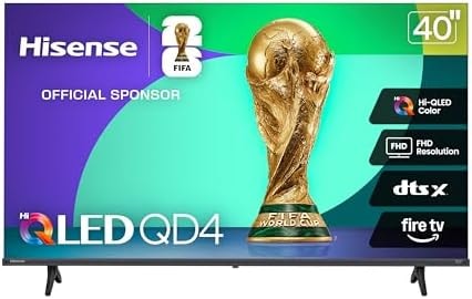 Hisense 40-Inch Class QD4 Series Hi-QLED FHD Smart Fire TV (40QD4QF) - Quantum Dot Color, DTS Virtual: X, Alexa Built in, Slim Bezel Design
