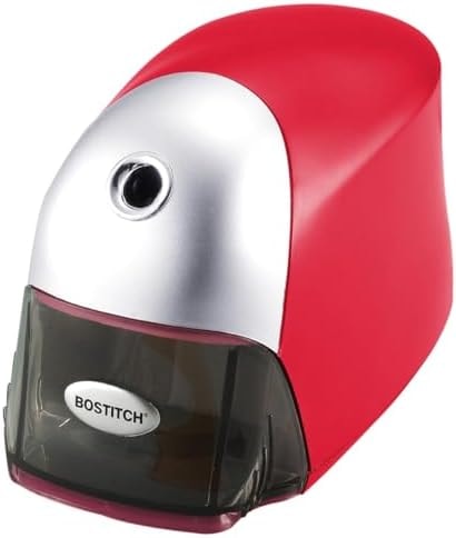Bostitch Office QuietSharp Executive Heavy Duty Electric Pencil Sharpener for 65% Faster Sharpening and 6X Longer Cutter Life - Colored Pencil Compatible, Red