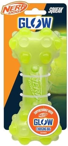 Nerf Dog 7in TPR Squeak Glow Bubble Bone Dog Toy -No Color/Green