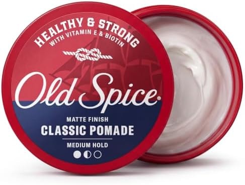 Old Spice Mens Hair Pomade, Healthy & Strong with Vitamin E & Biotin, Mens Hair Styling Pomade, Medium Hold, Matte Finish, 2.22 oz