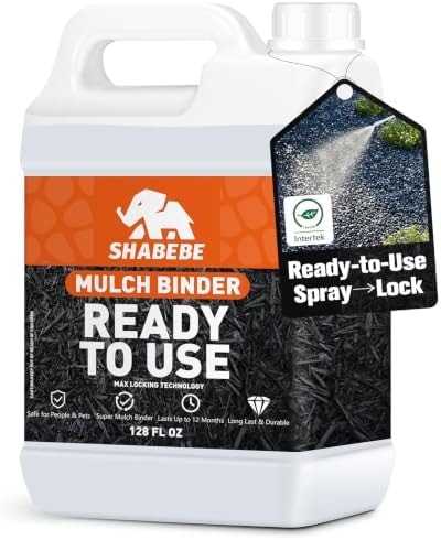 Shabebe Rock Glue for Landscaping -1 Gallon Ready to Use Mulch Binder, Fast-Dry No Dilution Landscape Rock Glue, Gravel Stabilizer, Intertek Test Pea Gravel Glue, Pet Safe for Garden Bed, Patio, Yard