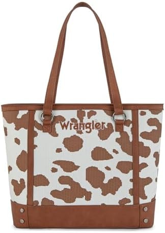 Montana West × Wrangler Tote Bag for Women Western Cow Print Purse Designer Top Handle Handbags AR-WG301-2002BR