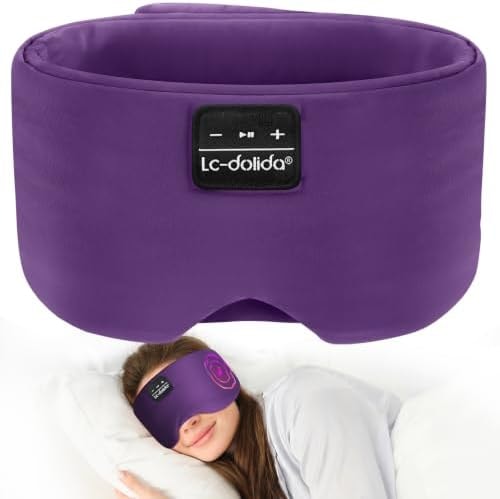 LC-dolida Sleep Mask with Bluetooth Headphones, Ice Silk Sleep Mask with Bluetooth 5.4, Total Blackout Eye Mask for Sleeping, Soft Sleep Mask for Women Men, All Night Sleep, Travel(Purple)