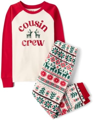 The Children's Place,Unisex Baby,and Kids' Sibling Matching Christmas Pajama Sets, Fleece,Merryisle Cousin Crew,Small