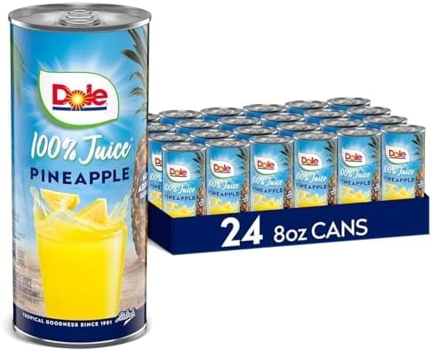 Dole 100% Pineapple Juice, 8.0 Fl Oz, Pack of 24