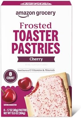 Amazon Grocery, Frosted Toaster Pastries, Cherry, 13.5 Oz, 8 Ct