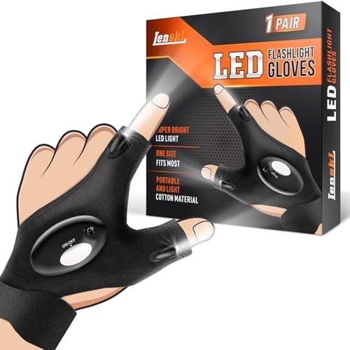 Lenski Gifts for Men LED Flashlight Gloves, Mens Gifts for Him Dad