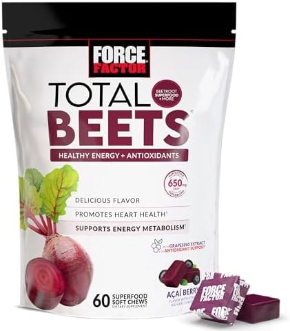 Force Factor Total Beets Soft Chews Heart Health Superfood with Beetroot