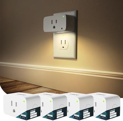 Linkind Matter Smart Plug, Work with Apple Home, Alexa, Google Home, 4 Pack