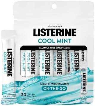 Listerine Alcohol Free Mouthwash Packets, Cool Mint, 0.33 fl. oz, 30 Pack