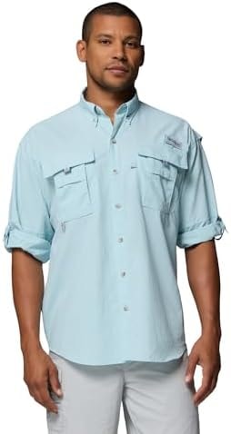 Columbia Men's PFG Bahama II Long Sleeve Fishing Shirt, Marine Light, 1X
