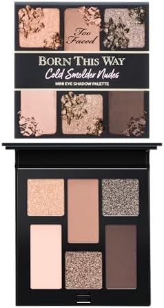 Too Faced Born This Way Natural Nudes Mini Eye Shadow Palette Makeup | Creamy, High Pigment Matte + Shimmer Shades, 0.2 Ounce, Cold Smolder Nudes