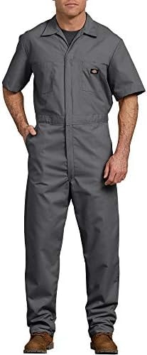 Dickies Men's Short Sleeve Coverall, Gray, Large Short