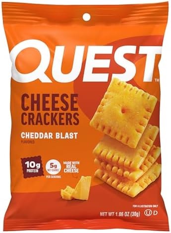 Quest Nutrition Cheese Crackers, 10g Protein, 5g Net Carbs, Made with Real Cheese, High Protein Snack, 12 Packs (1.06 oz Bags)