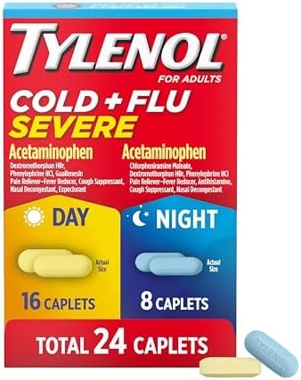 Tylenol Cold + Flu Severe Day & Night Caplets, Combo Pack, 24 Ct