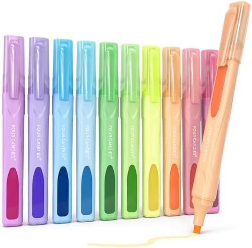 Four Candies Highlighters Assorted Colors, Classic Colors, 10 Count