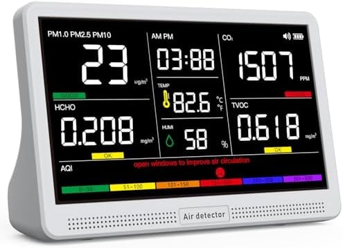 16 in 1 Air Quality Monitor Indoor 7" High-Precision Real-Time CO2 Monitor