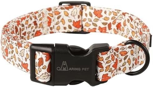 ARING PET Fall Dog Collars, Cute Autumn Maple Leaves Pet Collar with Quick Release Buckle for Puppy Small Medium Large Girl Boy Dogs-L