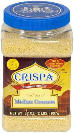 Crispa Couscous – Premium Traditional and Medium Nutritious Grain - 32 oz (2Lb), Ideal for Healthy Meals, Mediterranean Recipes, Vegan-Friendly, Pantry Staple