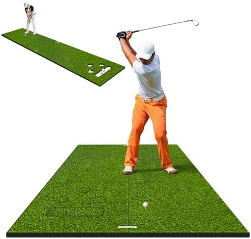 6x4ft 1.2in Dual-Mode Golf Hitting&Putting Mat Indoor Outdoor Training Turf