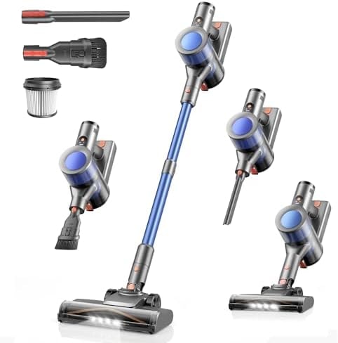 Dzaki Cordless Stick Vacuum Cleaner, 650W 55KPa Brushless Motor, 60-Min Runtime, Detachable Battery, Anti-Tangle, Self-Standing, Vacuum Cleaners for Home, Pet Hair, Carpet & Hardwood Floors