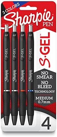 Sharpie S-Gel Gel Pens, Black Barrel, Medium Point (0.7mm), Assorted Ink Colors, 4 Count - Writing, Note-Taking, Journaling, School Supplies