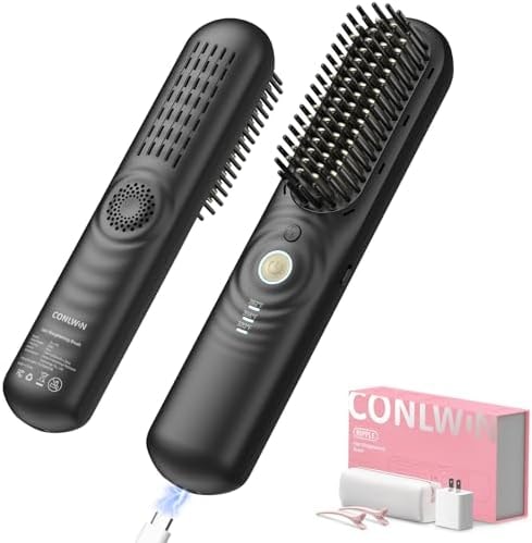 CONLWIN Cordless Hair Straightener Brush for Travel Touch-Up, Model Z6-LF01
