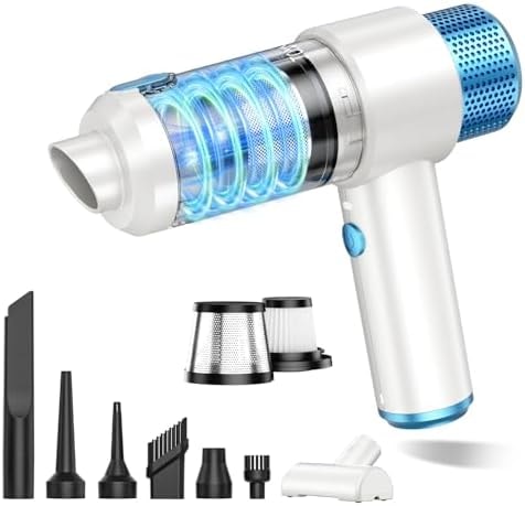JONYJ Handheld Car Vacuum Cleaner, 16000PA Hand Held Vacuum Portable Cordless, 2 in 1 Air Duster and Vacuum Cleaner with LED Light, Multi-Nozzles, 120W High Power Mini Vacuum for Home, Pet, Office