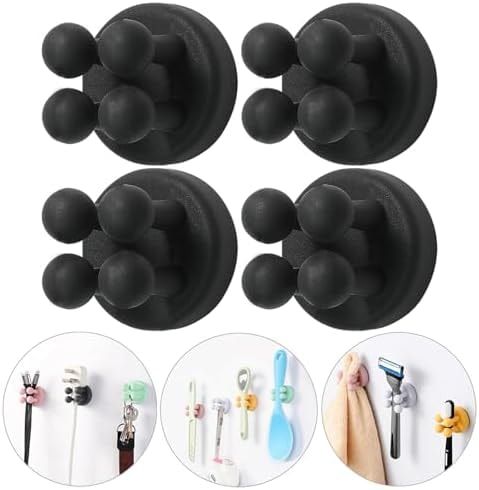 Razor Holder Shaver Hook Hanger Stand - 4Pcs Silicone Toothbrush Holders for Shower Wall Mounted Self Adhesive Cute Utility Bathroom Kitchen Organizer Storage Hook for Hanging Loofah Towel Tooth Brush