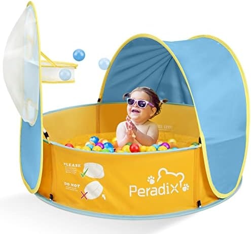 Peradix Kiddie Baby Pool with Canopy, Ball Pit Tent Paddling Pool for Kids