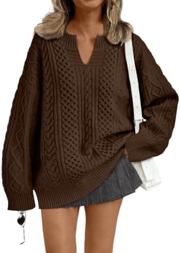 Trendy Queen Oversized Cable Knit Sweaters for Women 2026 Fall Outfits