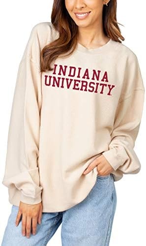 chicka-d NCAA Indiana Hoosiers Womens Corded Crew Pullover Sweatshirt, Natural, X-Large (443_NC_CB)
