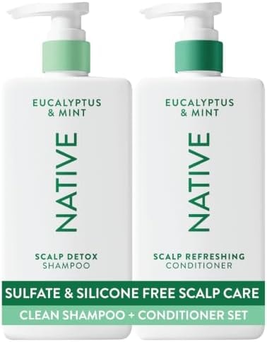 Native Scalp Detox Shampoo and Conditioner, Eucalyptus & Mint, Naturally Derived Ingredients | All Hair Types, Color & Treated, Fine to Dry Damaged, Sulfate & Dye Free - 2-Pack