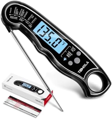 TEMOLA Meat Thermometer, Instant Read Food Thermometer with LCD Backlight Calibration, Waterproof Ultra Fast Digital Cooking Thermometer for Candy Deep Fry Liquids Beef Kitchen Baking Smoker Grill BBQ