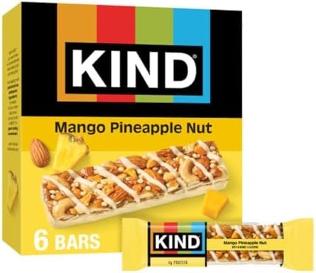 KIND Healthy Snacks Bars, Mango Pineapple Nut, Gluten Free, High Fiber Snacks, 4g Protein, 6 Count