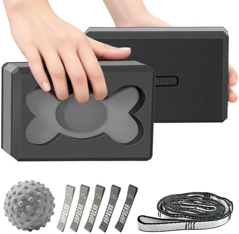 HAPBEAR Yoga Blocks 2 Pack - 9x6x3in High-Density EVA Foam with Non-Slip Textured Surface, Supportive for Deep Stretching & Lightweight - Ideal for Yoga, Pilates - Black