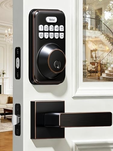 Veise DK01-B Keyless Entry Deadbolt Lock with Handle Set, Oil Rubbed Bronze
